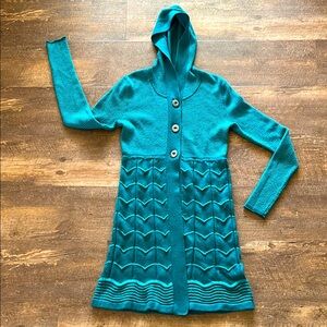 Teal Green Hooded Women's Sweater Duster by Title Nine